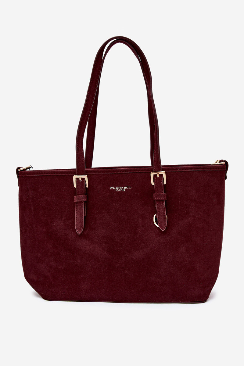 Flora&Co Burgundská shopper taška z umelej semišovej kože