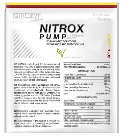 Prom-in nitrox pump caffeine free clean 23,5 g - cola/citron