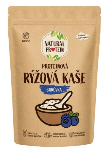 Natural protein proteinová rýžová kaše 480 g - borůvka