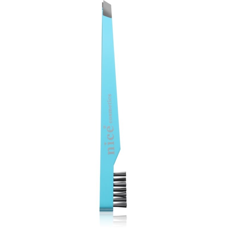 Diva & Nice Cosmetics Accessories pinzeta šikmá s kefkou Turquoise 1 ks