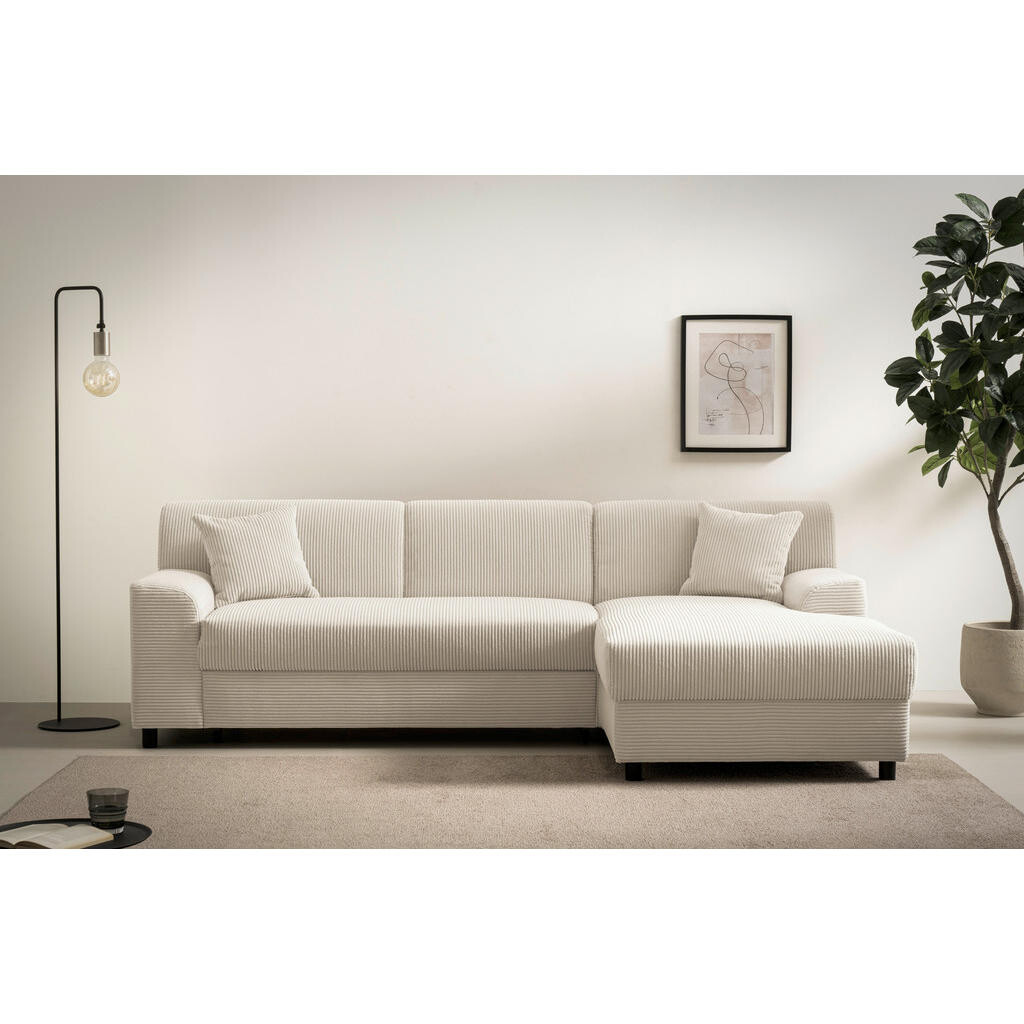MID.YOU ROZKLADACIA ROHOVÁ SEDAČKA, textil, krémová