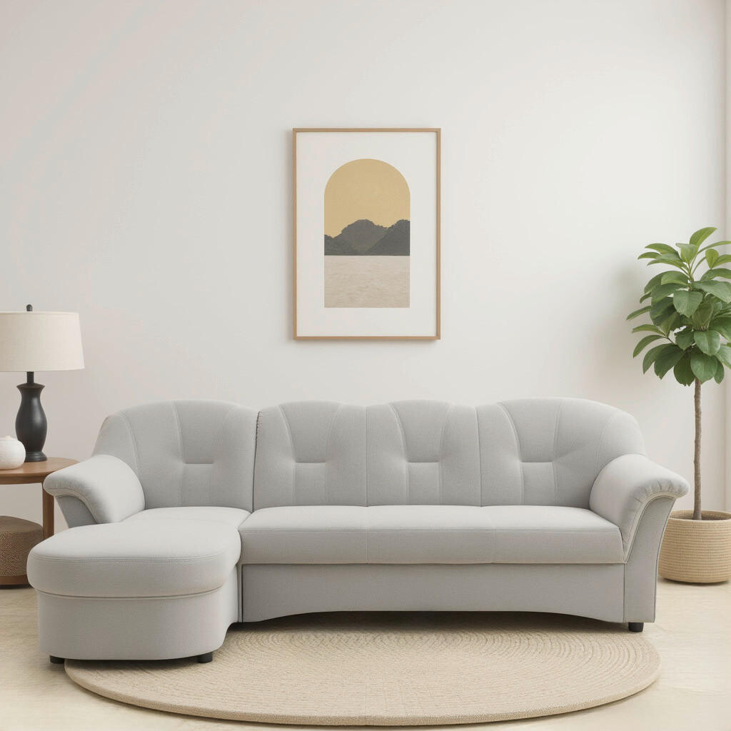 MID.YOU ROZKLADACIA ROHOVÁ SEDAČKA, textil, strieborná