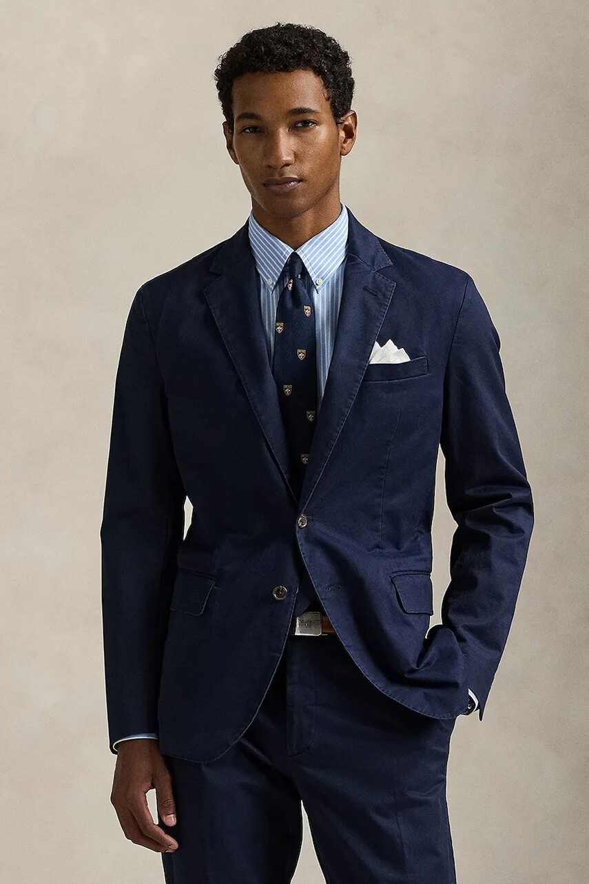 Polo Ralph Lauren jednoradové sako pánske bavlnené s elastanom