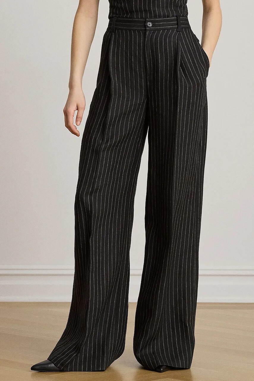 Lauren Ralph Lauren nohavice wide leg dámske ľanové