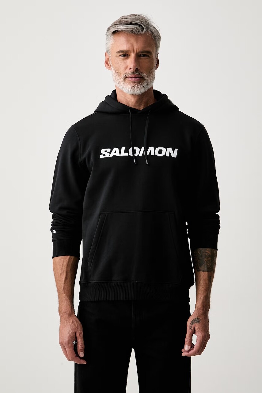 Salomon mikina s kapucňou pánska s bavlnou