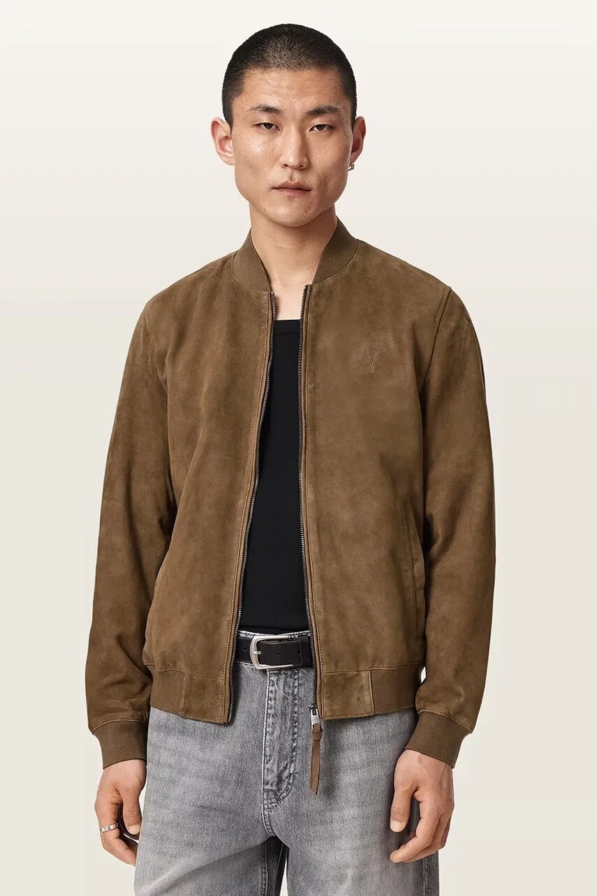 AllSaints bunda bomber pánska semišová MORTEN