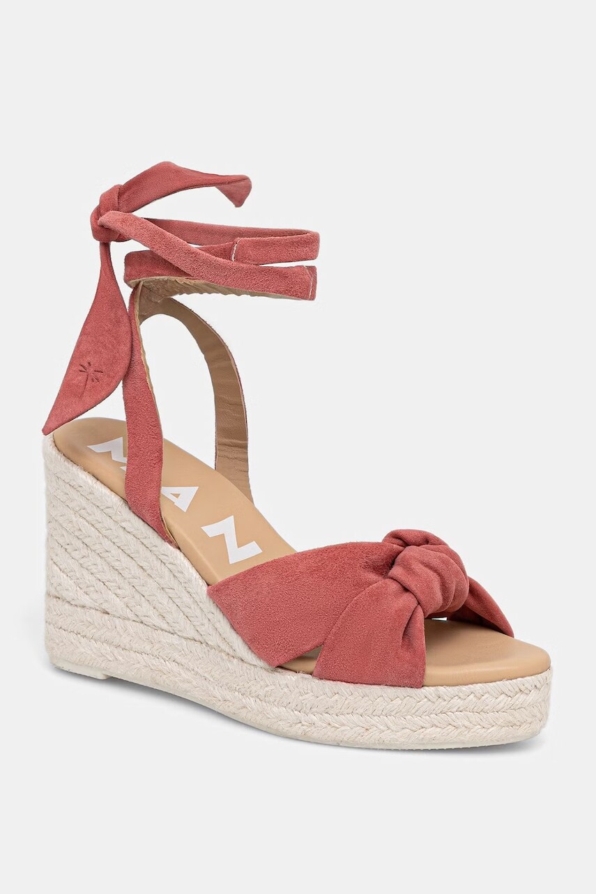 Manebi sandále na platforme po celej dĺžke semišové Wedge Espadrilles With Knot