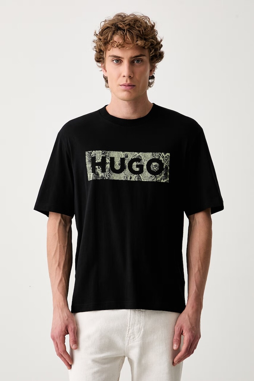 HUGO Blue tričko pánske bavlnené Nerpient