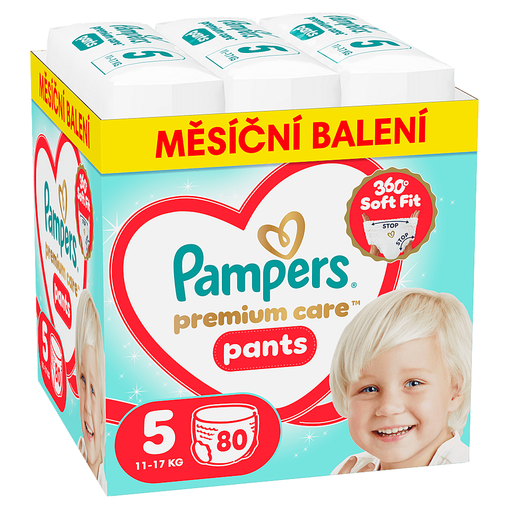 PAMPERS Premium care 5 plienkové nohavičky 11-17 kg 80 kusov
