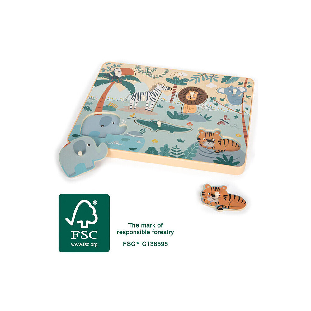 SMALL FOOT Vkladacie puzzle so zvukom safari 8 kusov