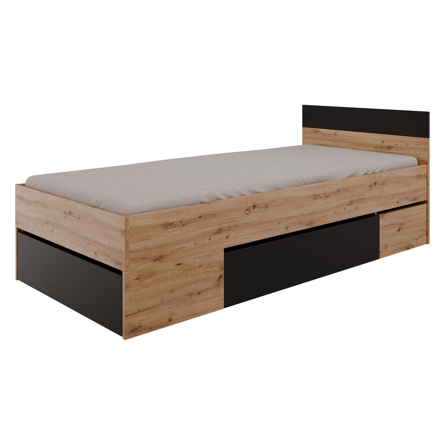 Multifunkčná posteľ 90x200 COMBI dub Artisan/čierna