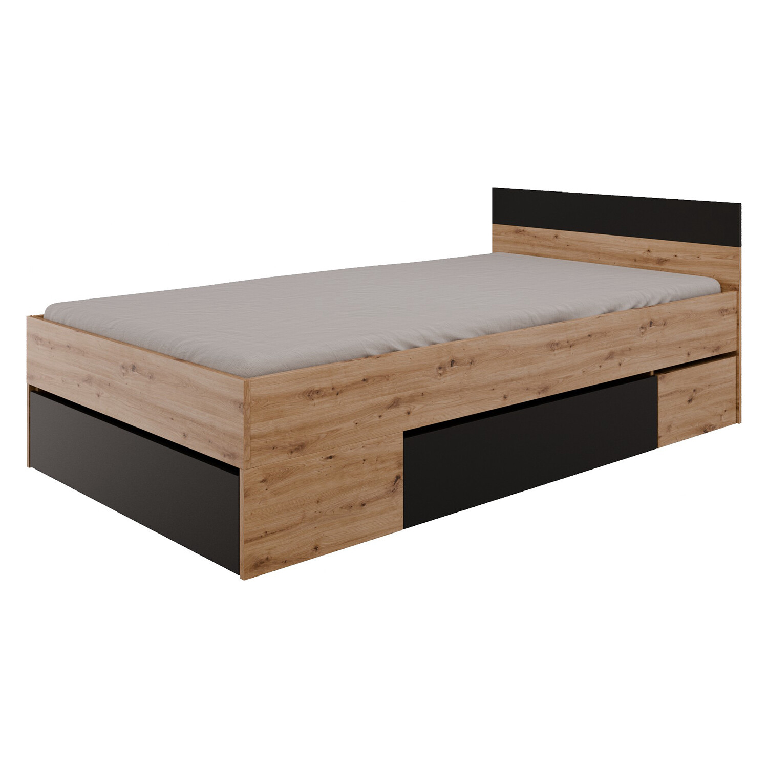 Multifunkčná posteľ 120x200 COMBI dub Artisan/čierna
