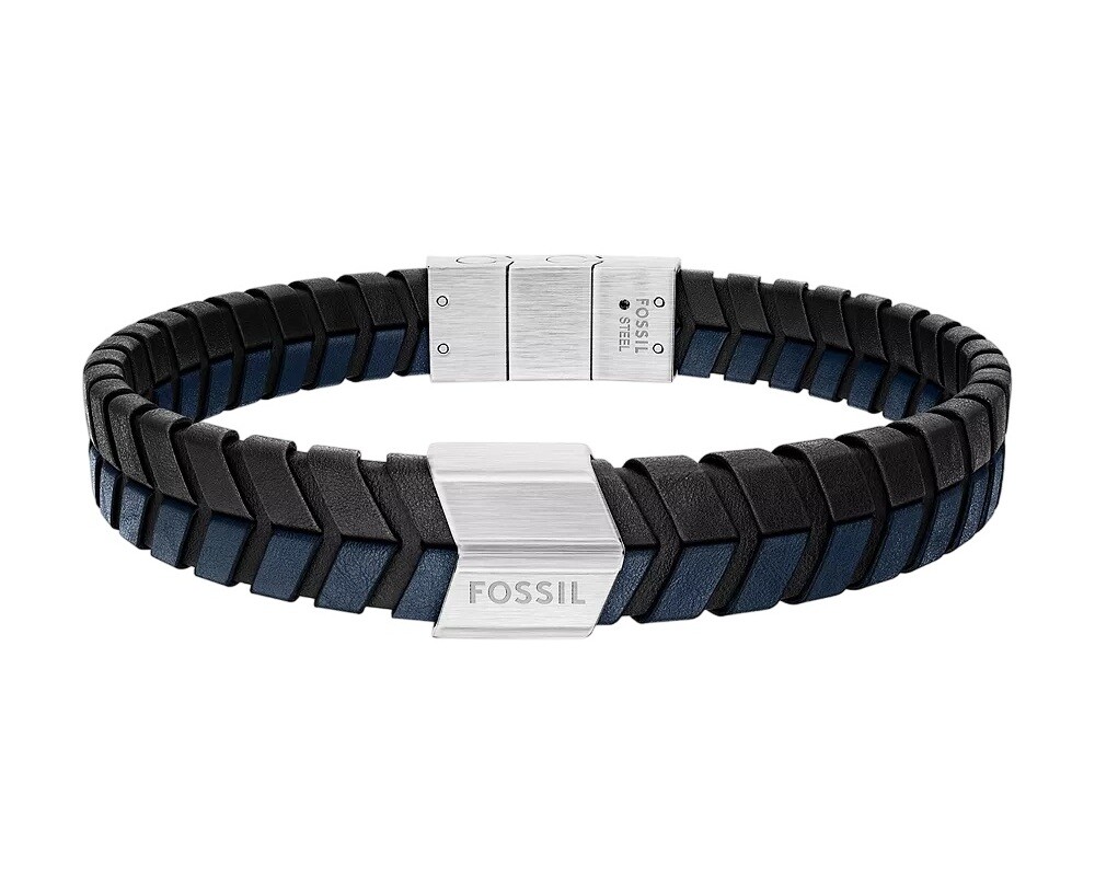 Fossil Štýlový kožený náramok pre mužov Woven JF04985040