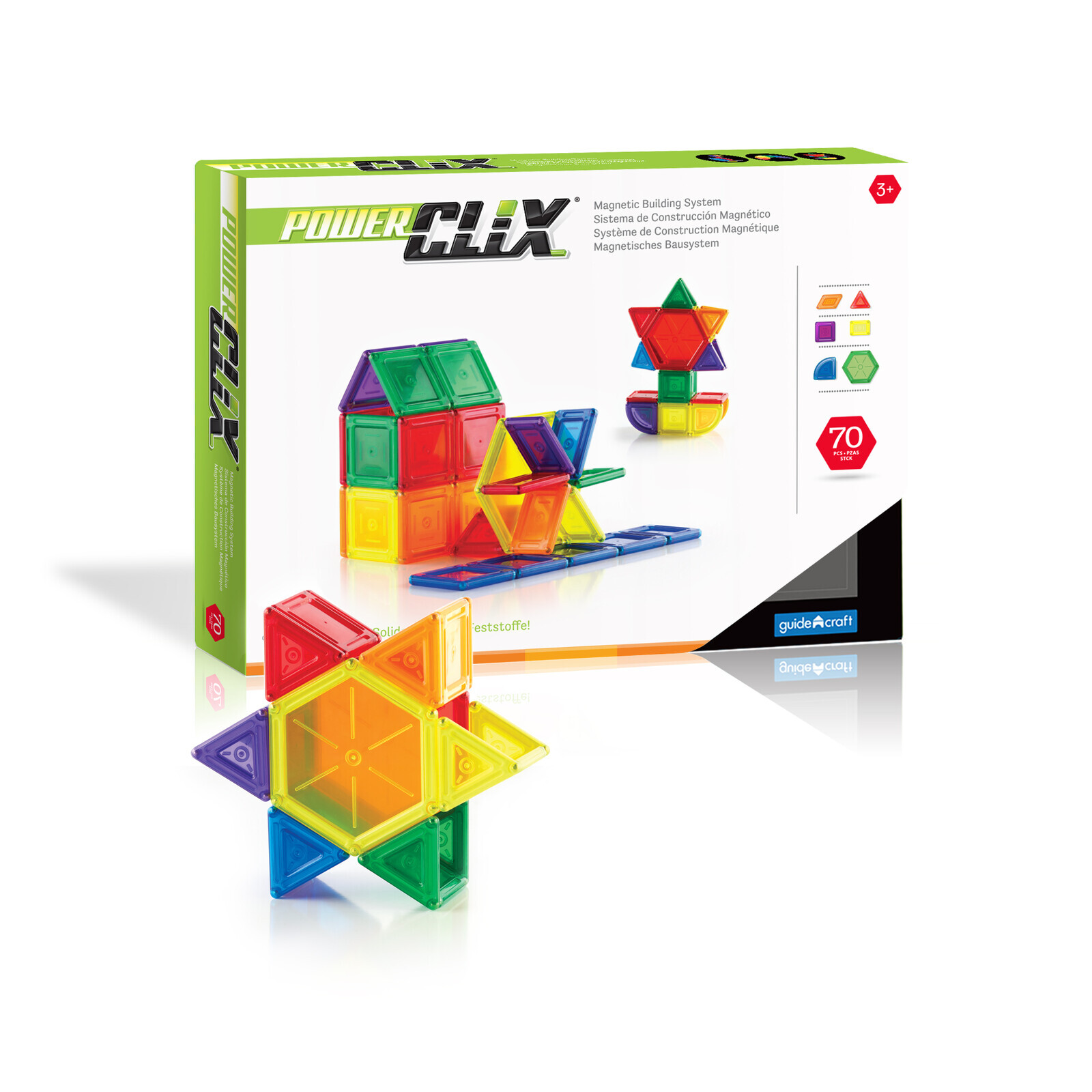 Magnetická stavebnice - PowerClix Solids set (70ks)