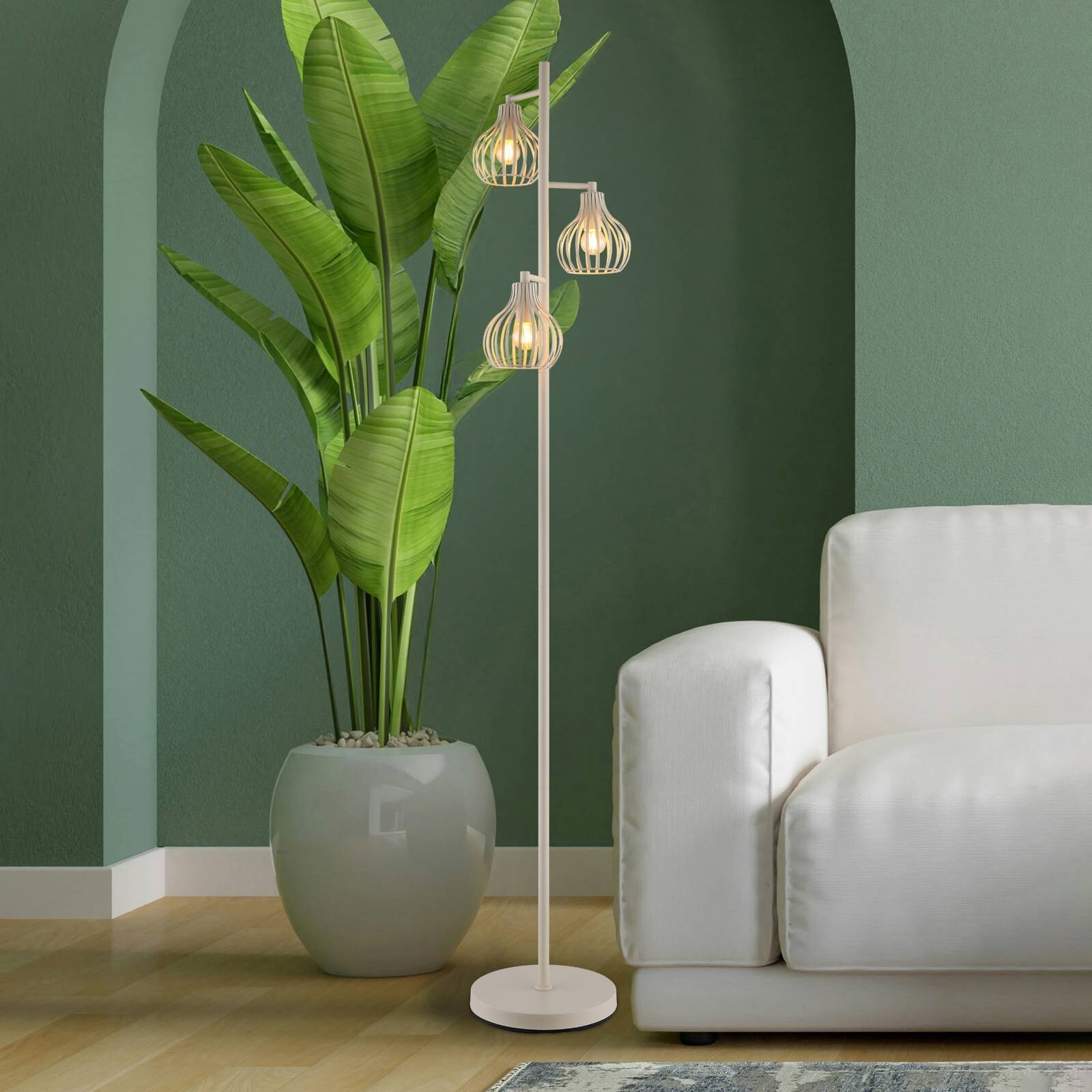 Stojacia lampa Mateo, krémová, kovová, 161 cm, 3 žiarovky, E27