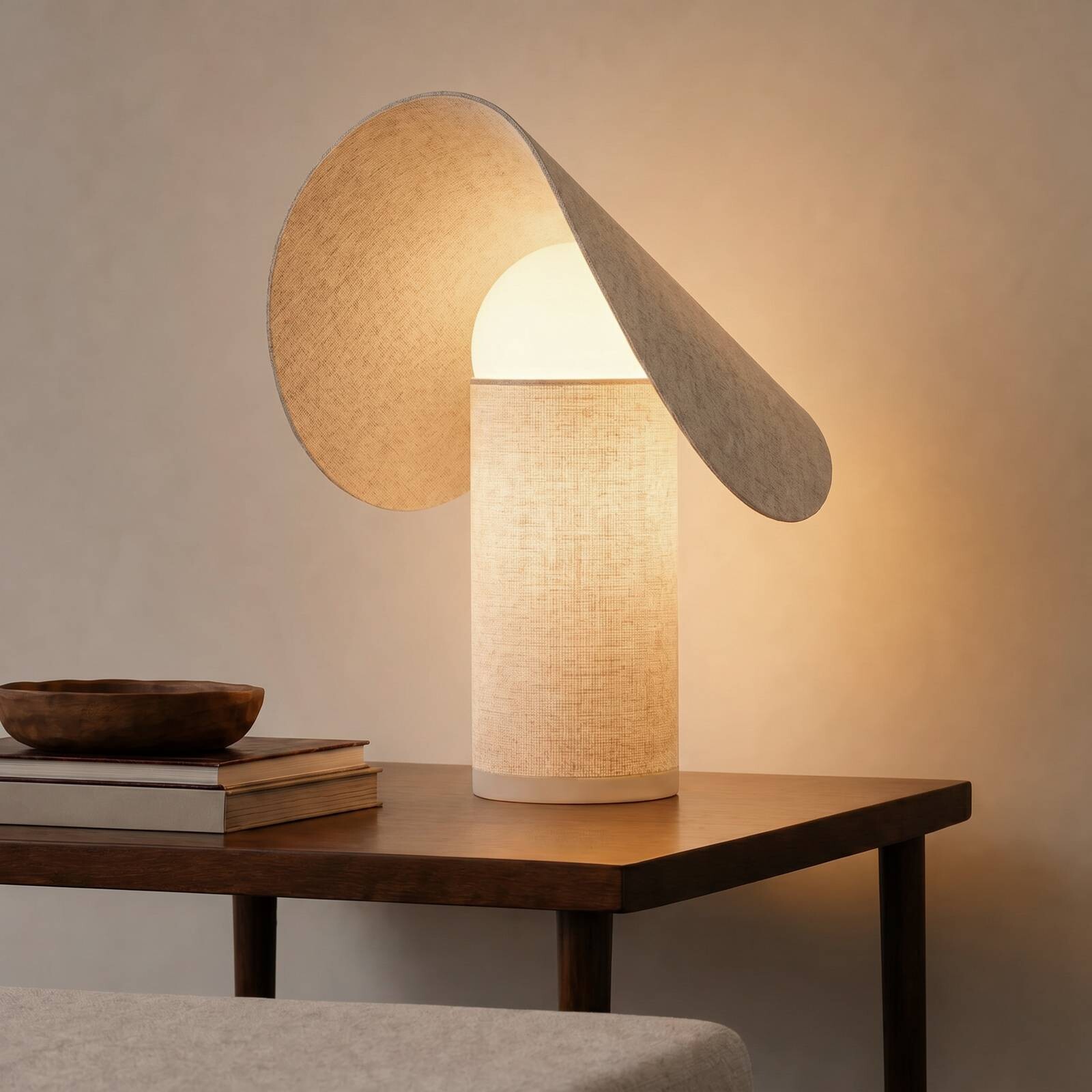 Stolová LED lampa Lucande Sansibar, béžová, 35 cm, stmievateľná