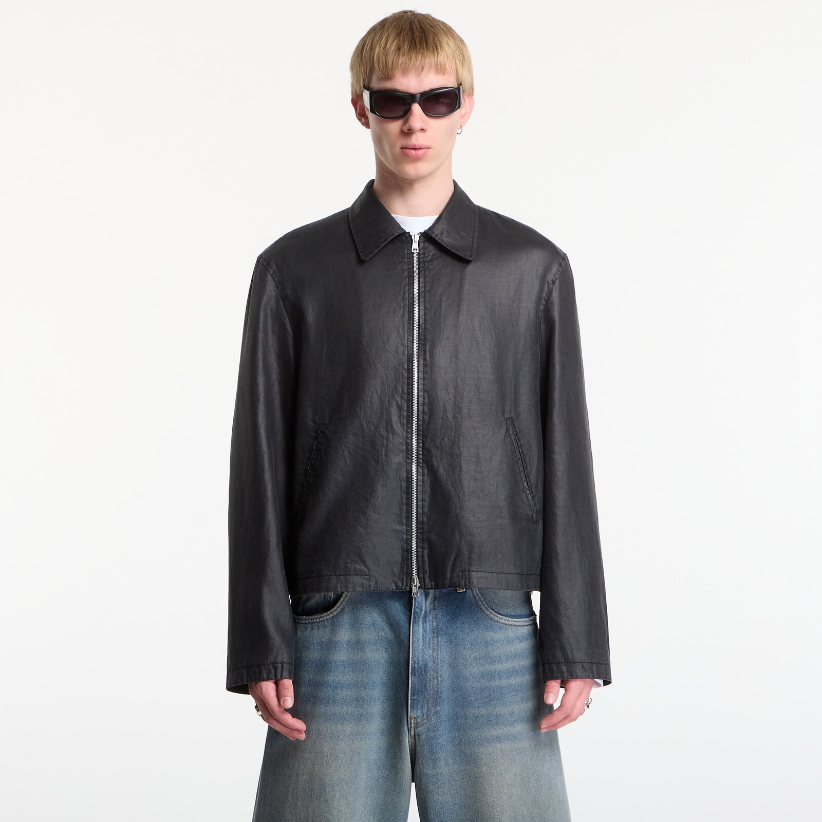 Bunda OUR LEGACY Mini Jacket Worker Lacquer Black Mirror Tencel 52
