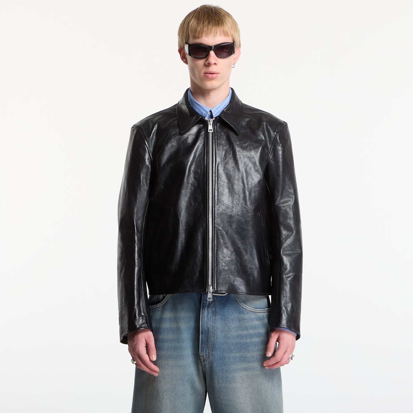 Bunda OUR LEGACY Mini Jacket Top Dyed Black Leather 52
