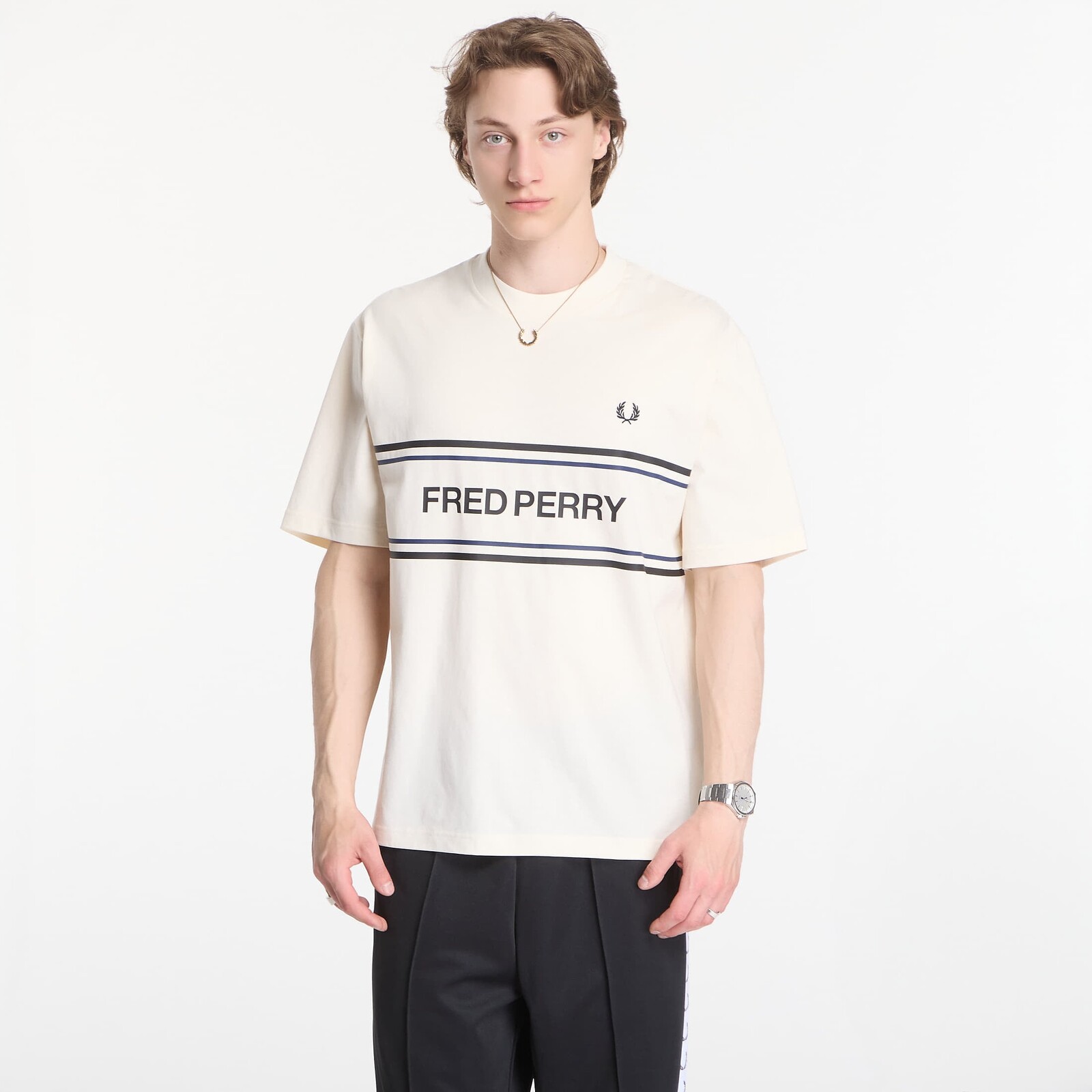 Tričko Fred Perry Fred Perry Graphic T-Shirt Beige L