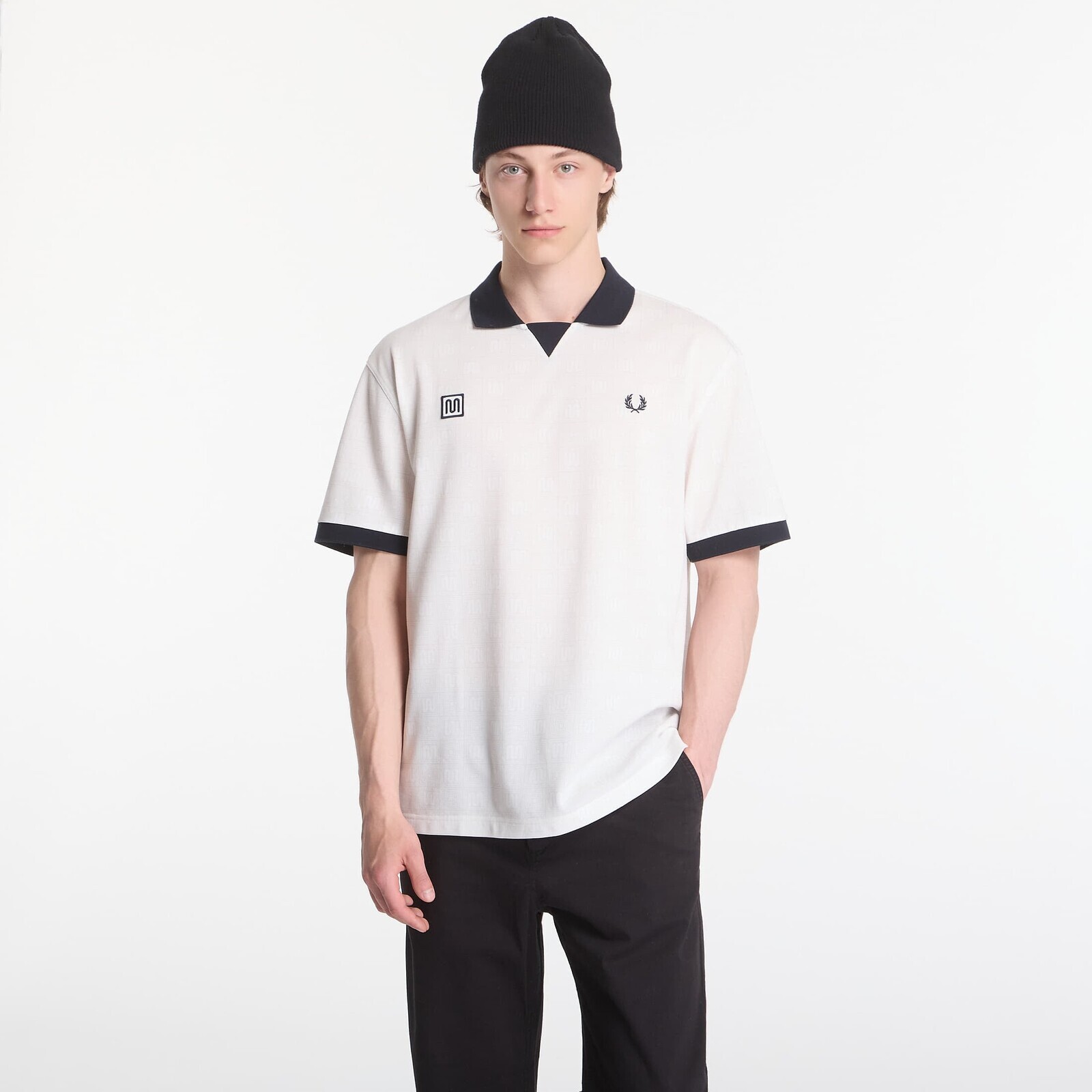 Tričko Fred Perry Meyba Printed Polo Shirt Beige XL
