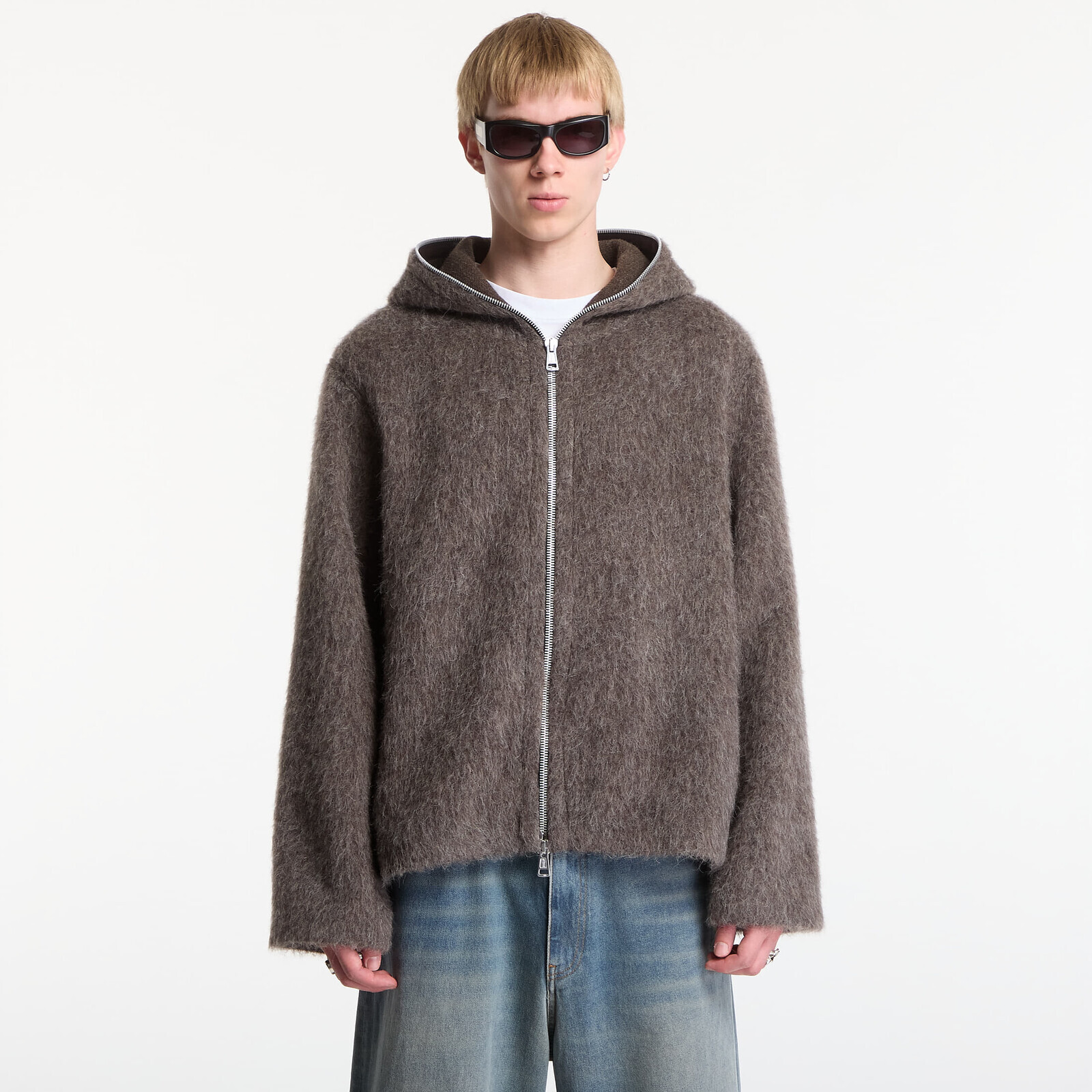 Mikina OUR LEGACY Full Zip Hood Mole Grey Hairy Wool 52