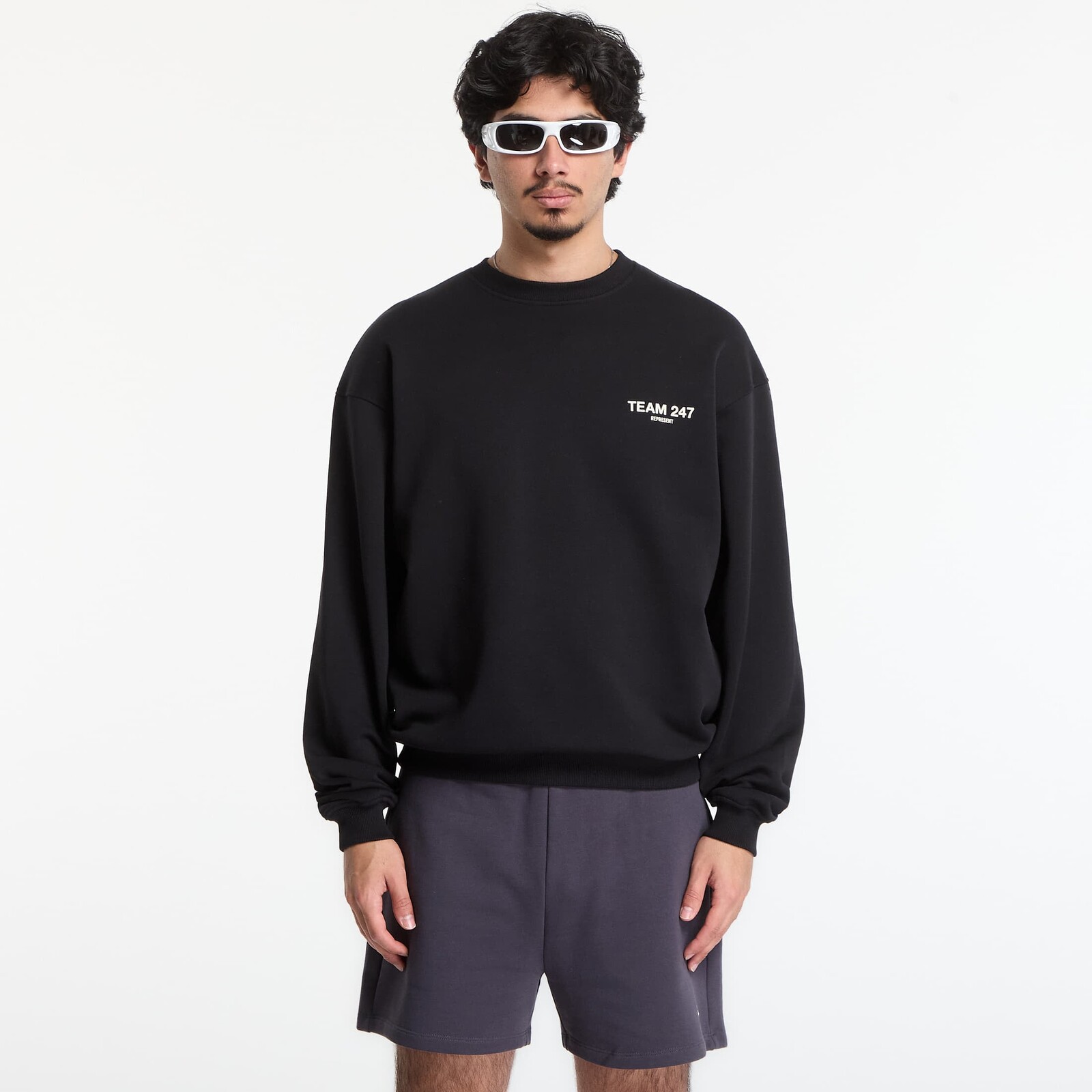 Mikina REPRESENT 247 Team Oversized Crew UNISEX Jet Black M