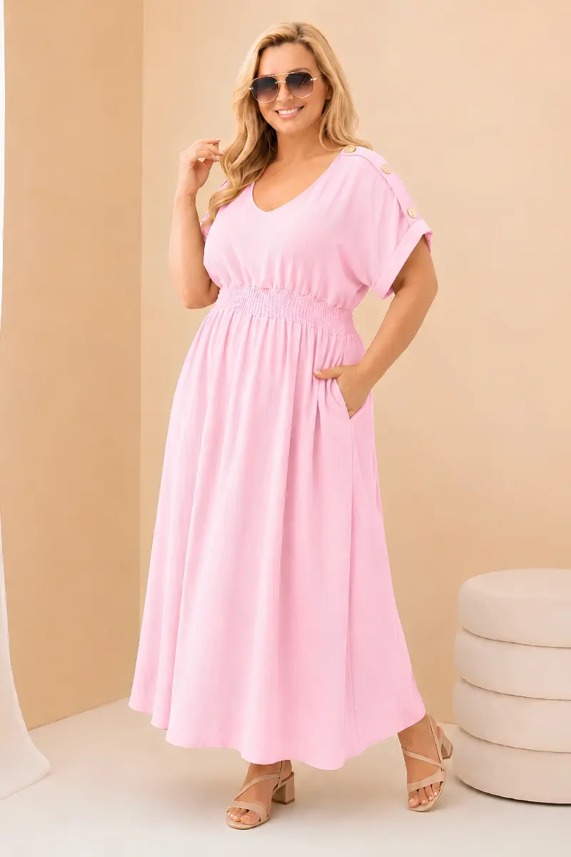 Kesi Włoski Dámske Plus Size Šaty s riasením - khaki