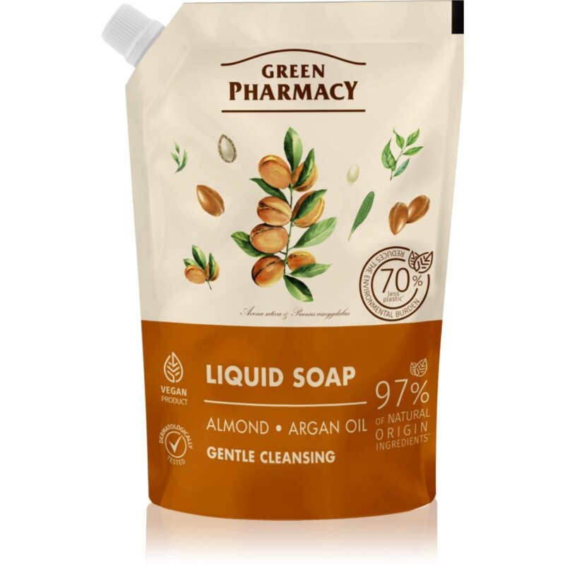Green Pharmacy Almond & Argan Oil tekuté mydlo na ruky náhradná náplň 460 ml