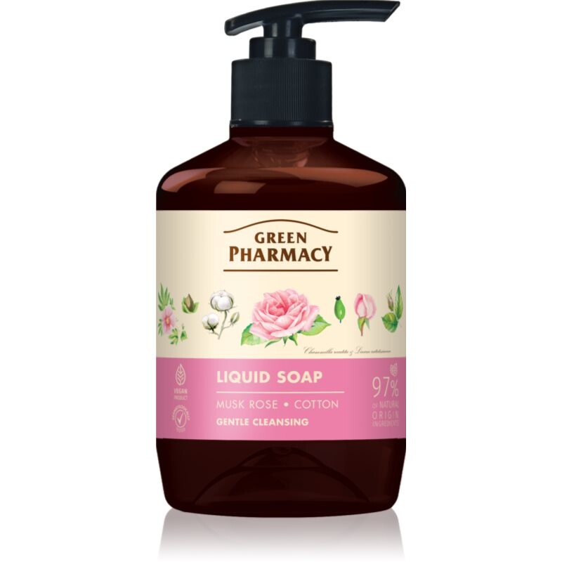 Green Pharmacy Musk Rose & Cotton tekuté mydlo na ruky 460 ml