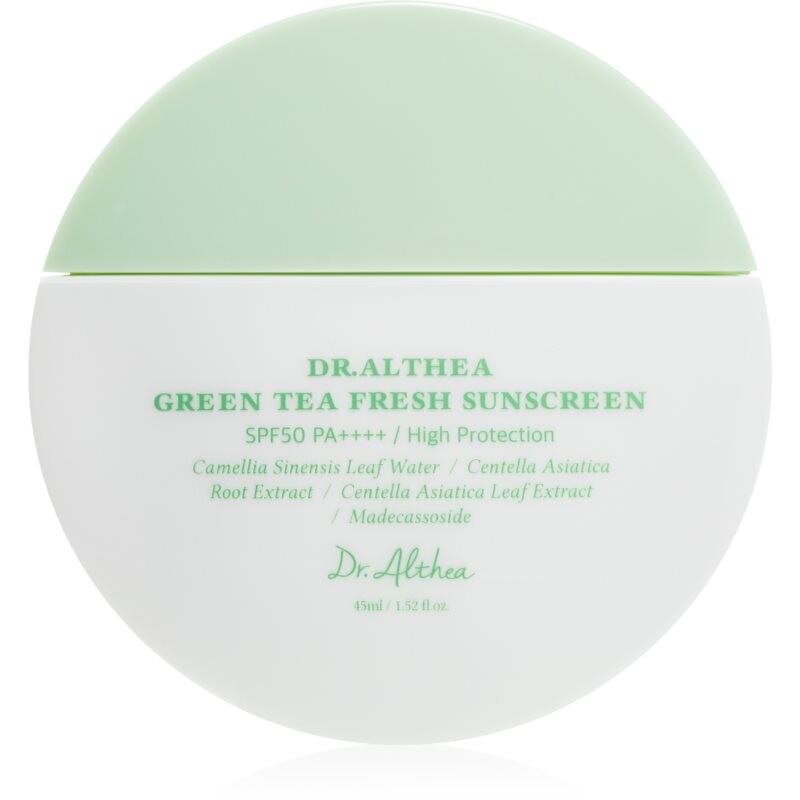 Dr. Althea Green Tea Fresh Sunscreen opaľovací krém na tvár s upokojujúcim účinkom SPF 50+ 45 ml