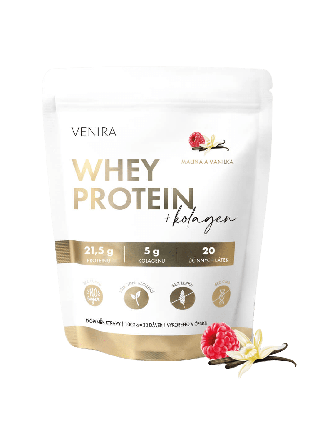 VENIRA whey proteín malina a vanilka 1000 g
