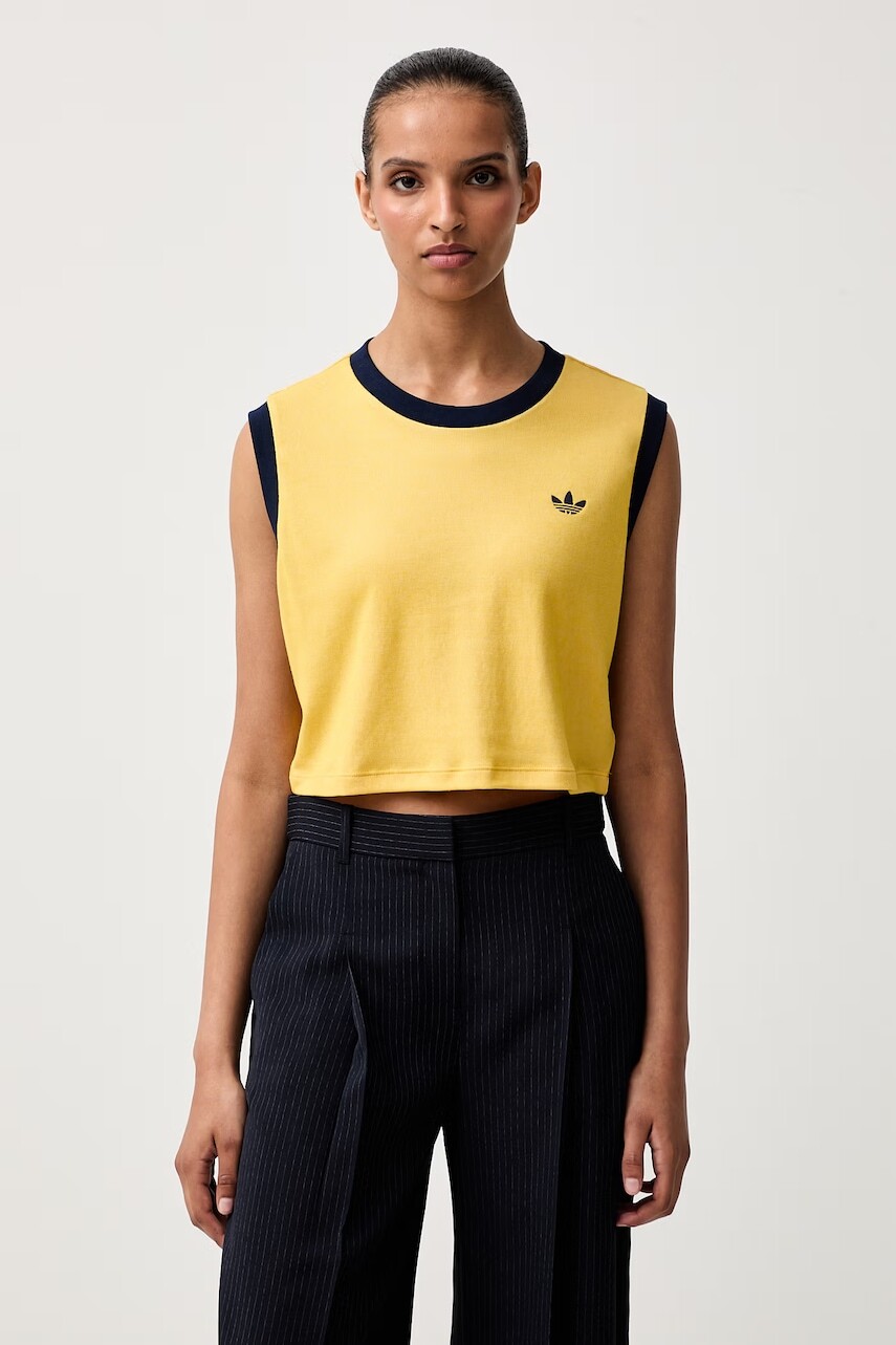 adidas Originals crop top dámsky s bavlnou Heather