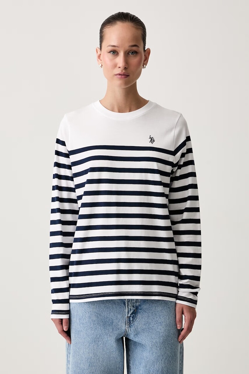 U.S. Polo Assn. tričko s dlhým rukávom dámske bavlnené Stripe LS