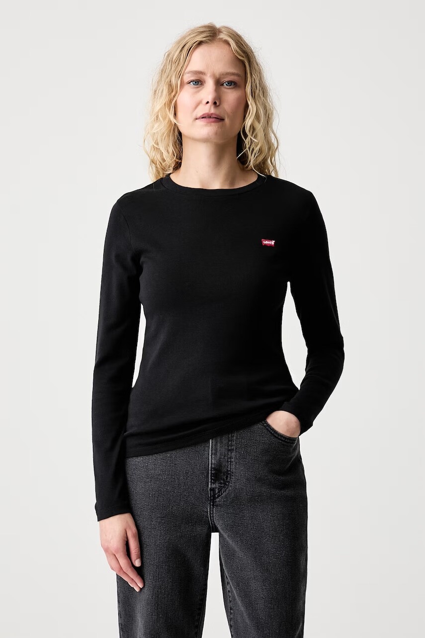 Levi's tričko s dlhým rukávom dámske bavlnené ESSENTIAL LS 2-pak