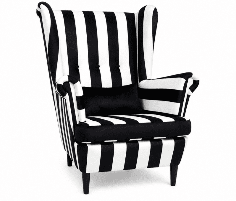 Kreslo ušiak VISBY - masív, látka, pet friendly, zebra