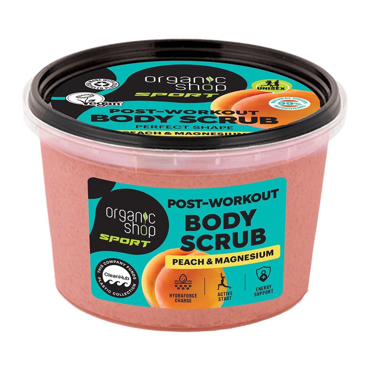 ORGANIC SHOP SPORT Telový peeling po tréningu Broskyňa a horčík 250 ml
