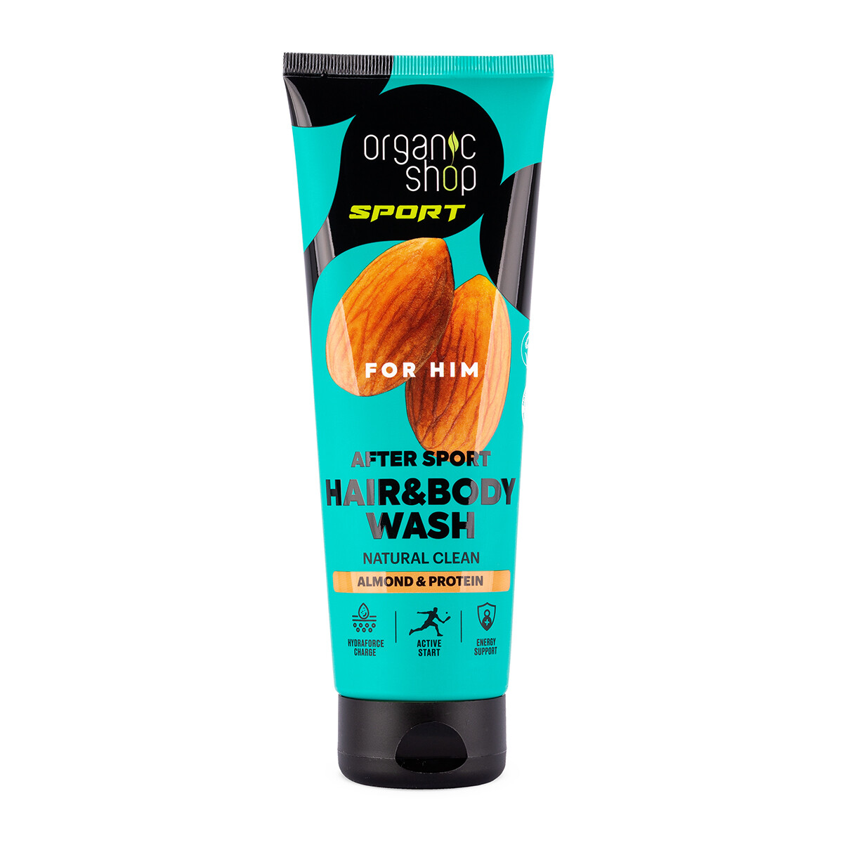 ORGANIC SHOP SPORT Pánsky sprchový gél na vlasy a telo Mandle a proteín 200 ml