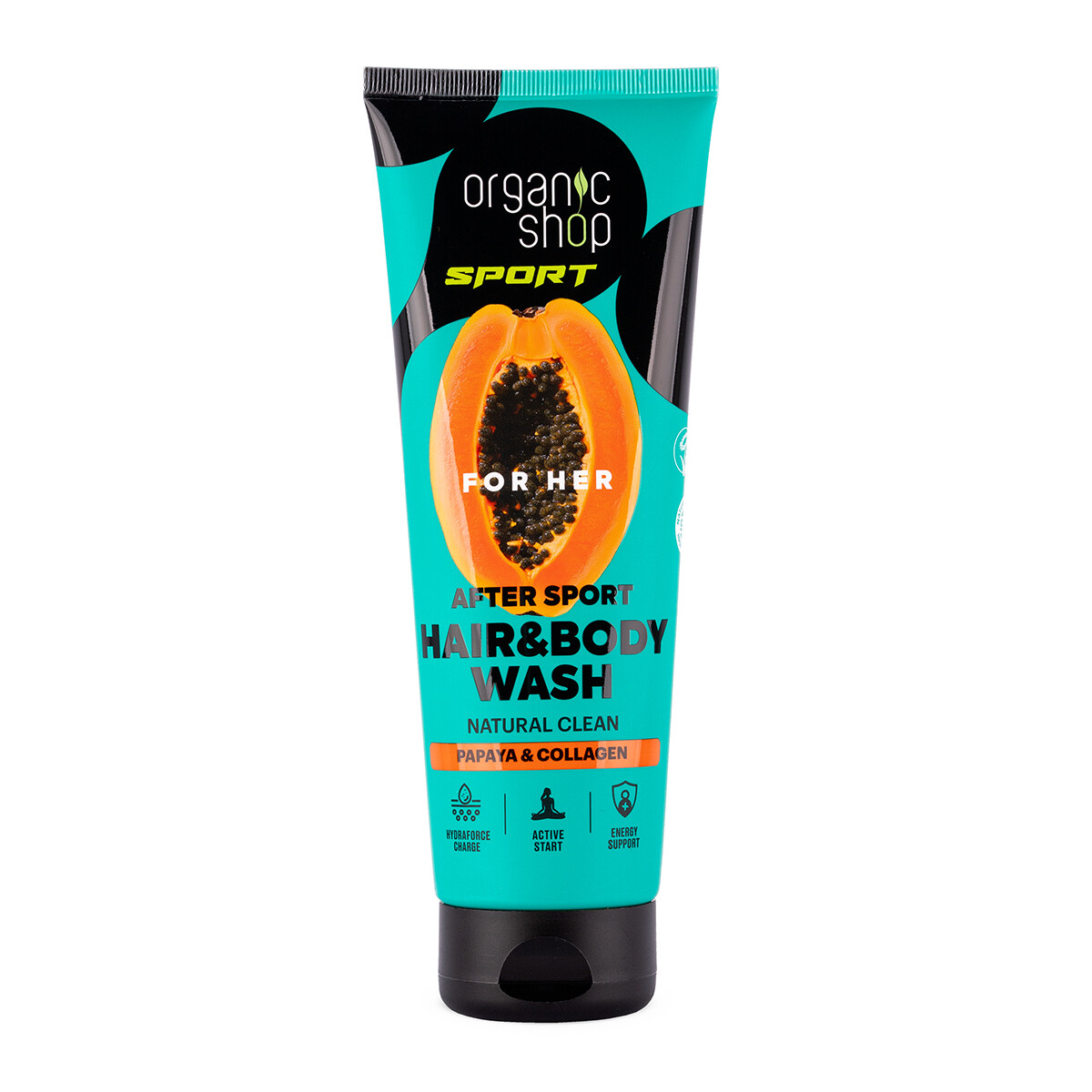 ORGANIC SHOP SPORT Dámsky sprchový gél na vlasy a telo Papája a kolagén 200 ml