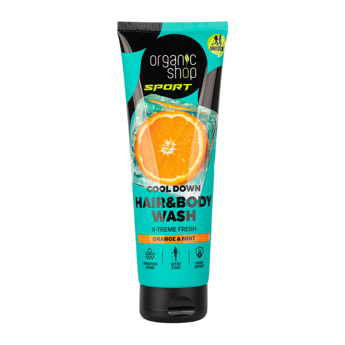 ORGANIC SHOP SPORT Osviežujúci sprchový gél na vlasy a telo Pomaranč a mäta 200 ml