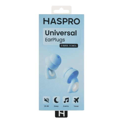 HASPRO Universal Blue, 1 pár opakovane použiteľné silikónové ušné štuple, modré