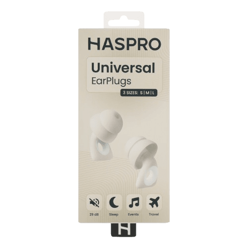 HASPRO Universal Sand, 1 pár opakovane použiteľné silikónové ušné štuple, béžové