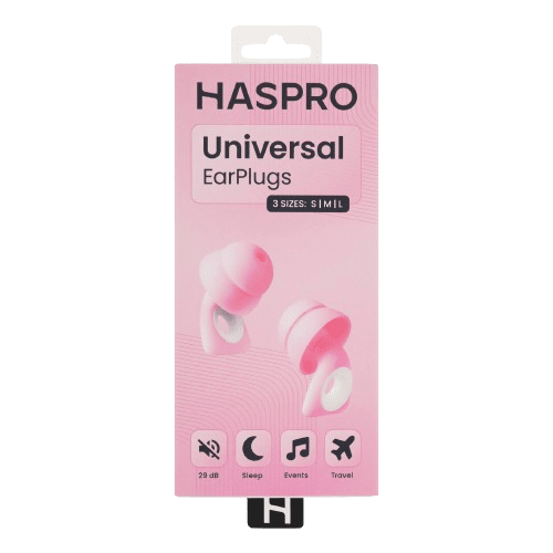 HASPRO Universal Pink, 1 pár opakovane použiteľné silikónové ušné štuple, ružové