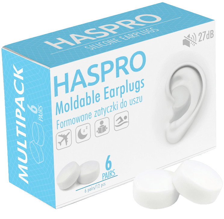 HASPRO Mold6 silikónové štuple do uší, biele 6 x 12 ks