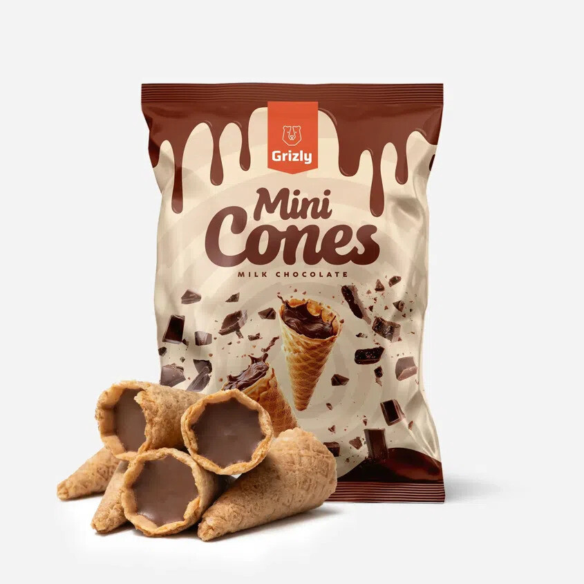 GRIZLY Mini kornútky s mliečnou čokoládou 150 g