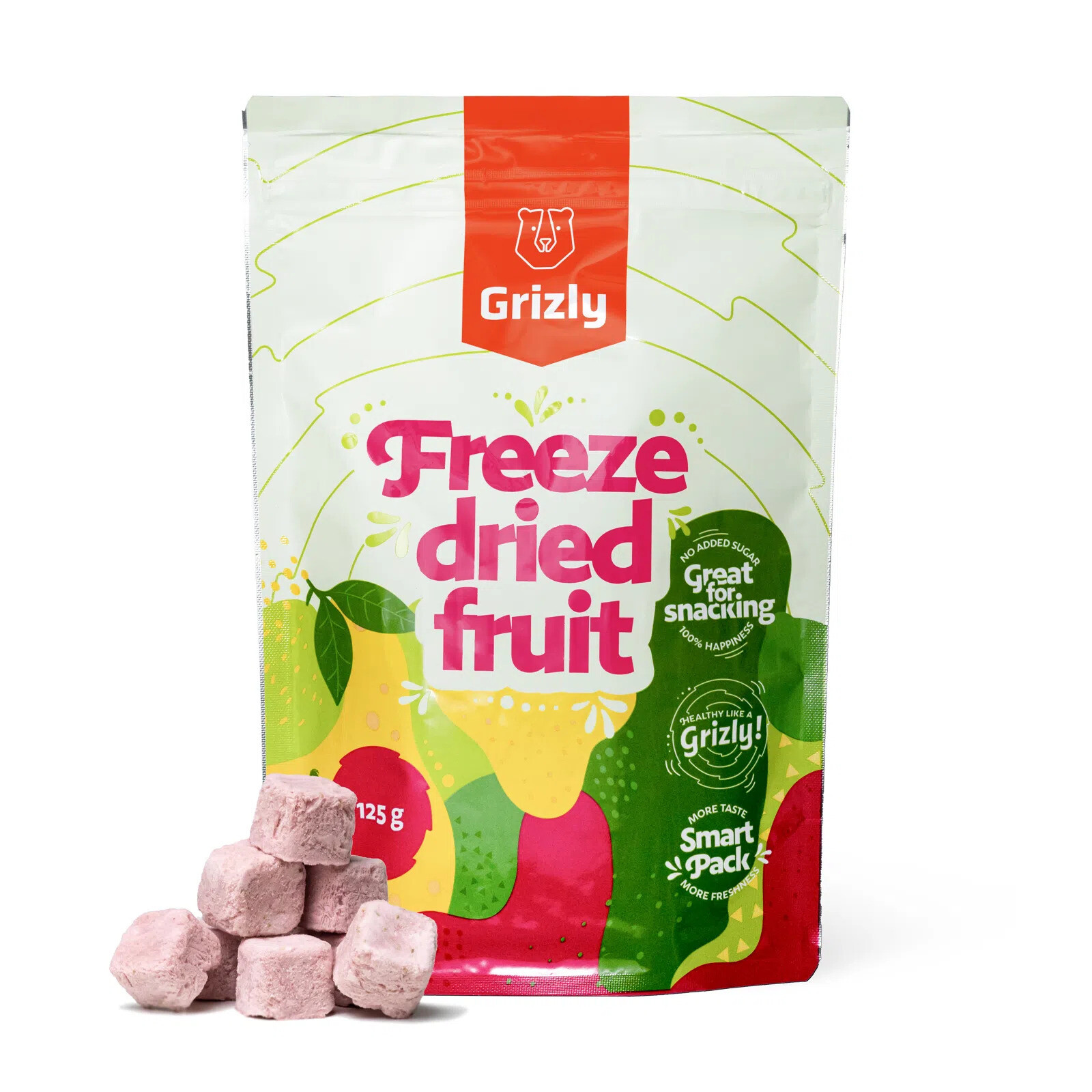 GRIZLY LYO kokosové kocky jahoda 125 g