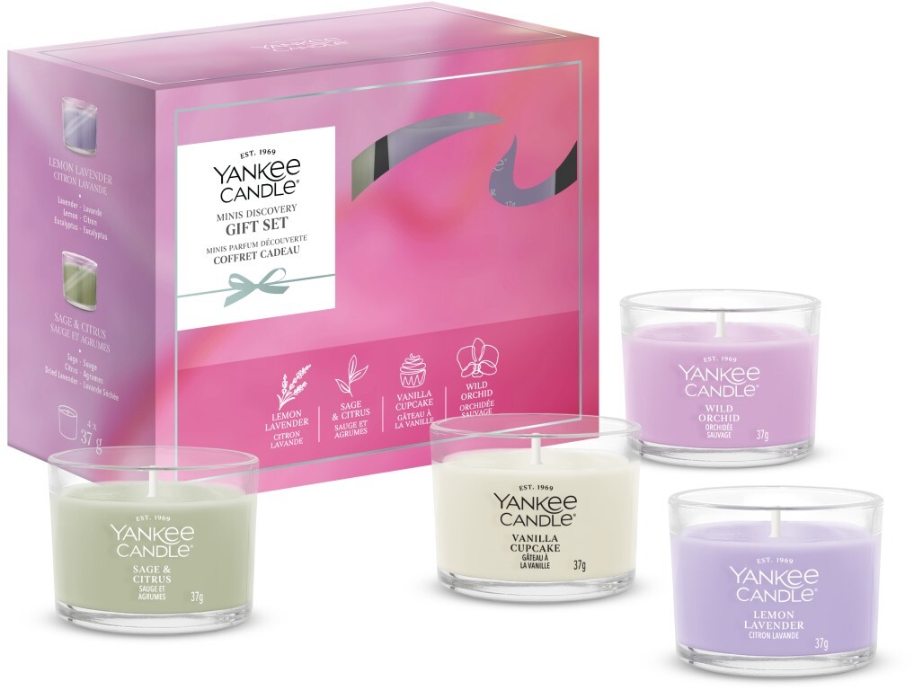 Yankee Candle Darčeková sada votívnych sviečok Minis Discovery Gift Set 4 x 37 g