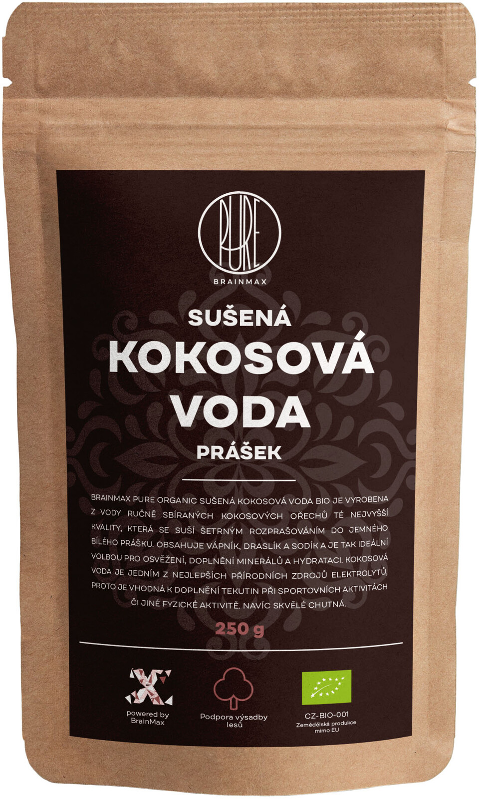 BrainMax Pure Kokosová voda prášok BIO 250 g