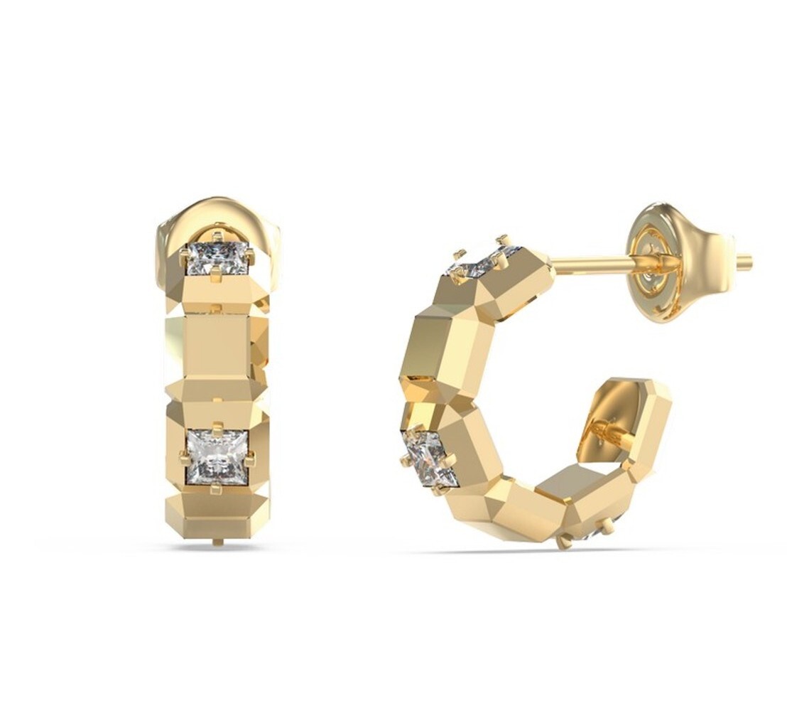 Guess Pozlátené kruhové náušnice Ace Of Diamonds JUBE06183JWYGT/U