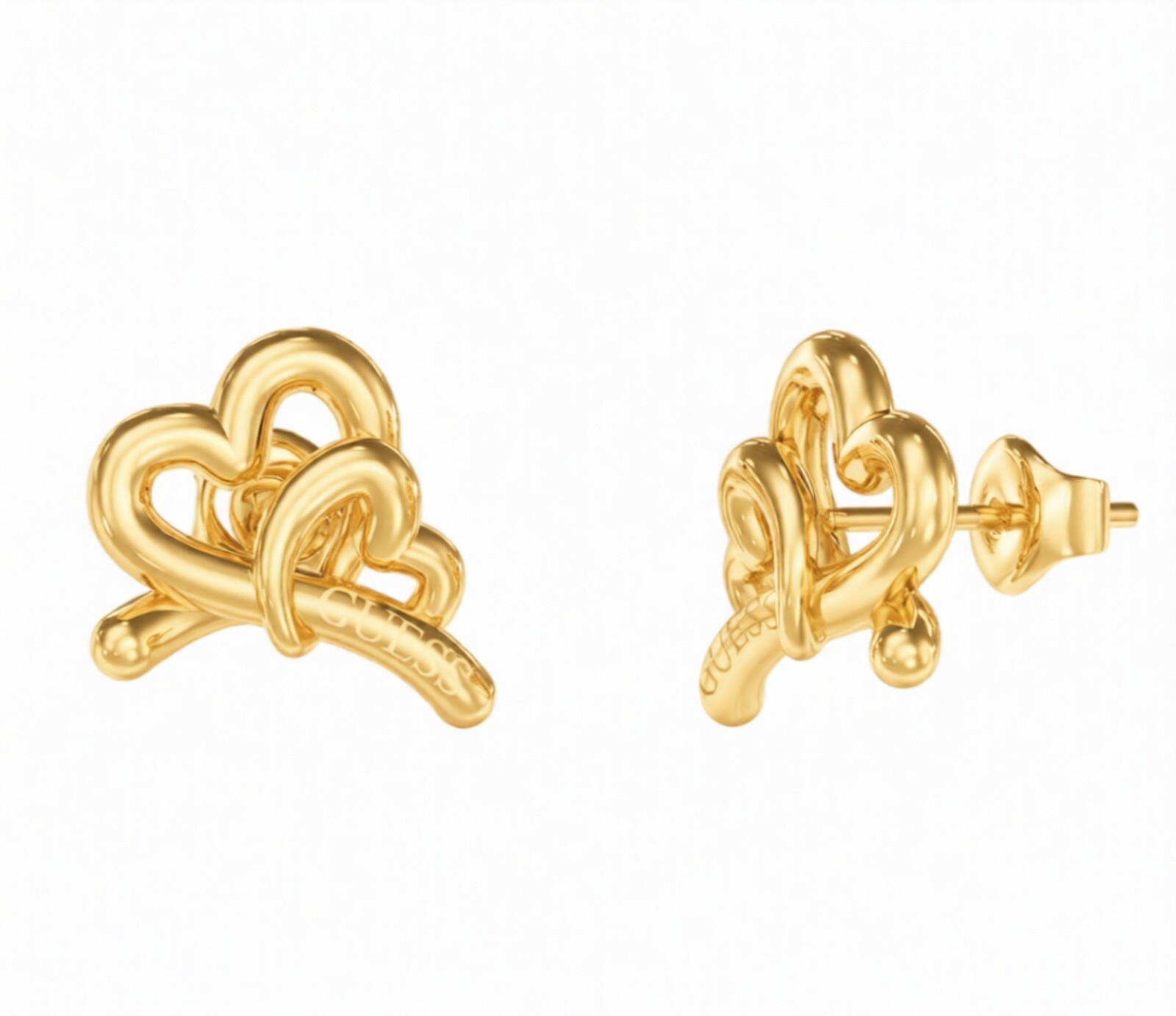 Guess Pozlátené srdečné náušnice Srdce Love Bites JUBE06058JWYGT/U