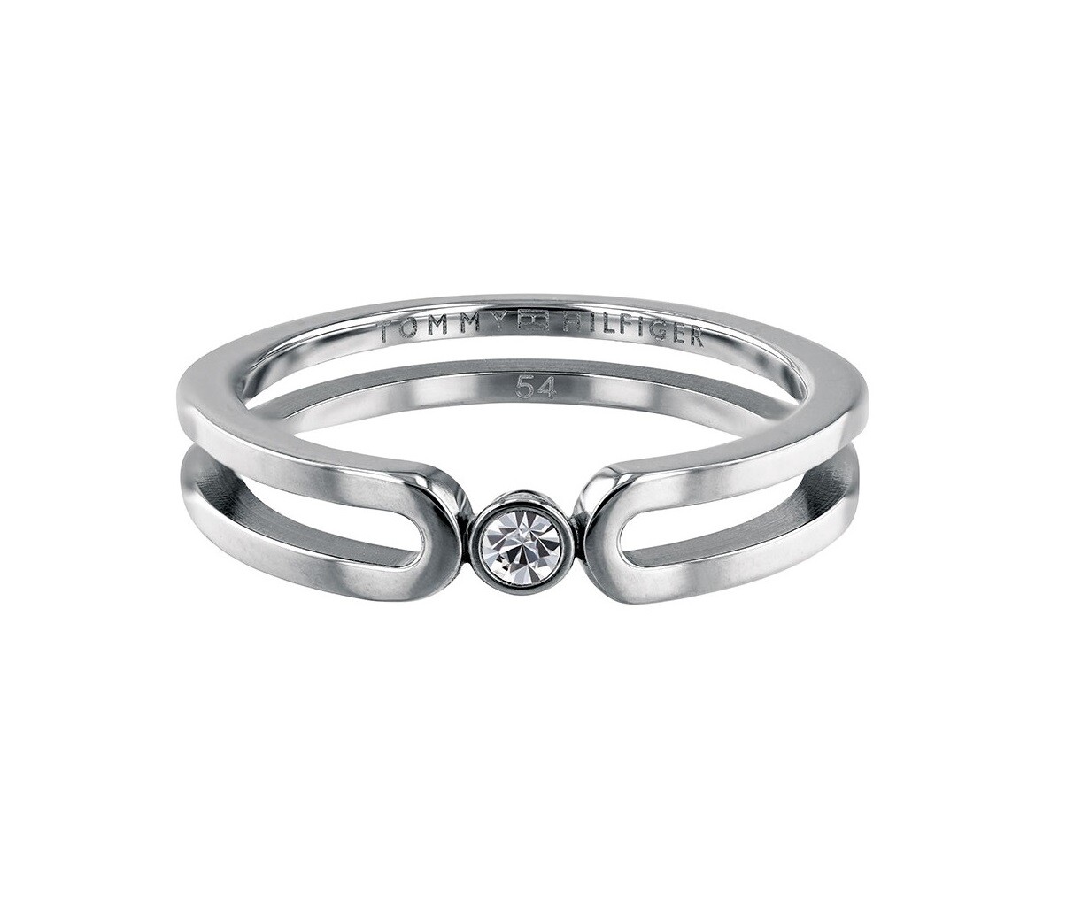 Tommy Hilfiger Jemný oceľový prsteň s kryštálom TH2780100 56 mm